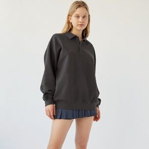 Tna Cozy Fleece Boyfriend Polo Sweatshirt